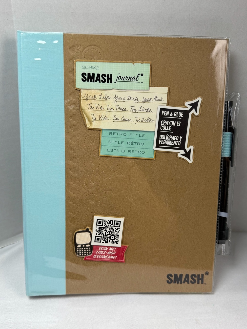 K & Company SMASH book Blue Retro Style Memory Scrapbook
